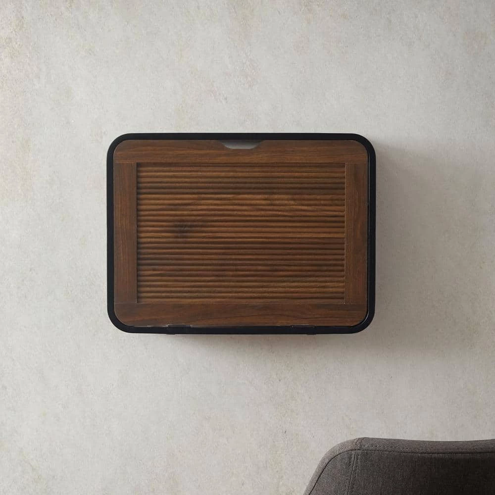 24 in. Dark Walnut Wood and Metal Floating Wall Mount Desk by Welwick Designs 2 24 in. Dark Walnut Wood and Metal Floating Wall Mount Desk by Welwick Designs - Image 2