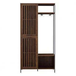 72 in. Dark Walnut Slat Door Metal and Wood Hall Tree by Welwick Designs -Deals Welwick Designs Store dark walnut welwick designs hall trees hd8436 77 1000