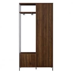 72 in. Dark Walnut Slat Door Metal and Wood Hall Tree by Welwick Designs -Deals Welwick Designs Store dark walnut welwick designs hall trees hd8436 c3 1000