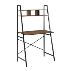 33 in. Dark Walnut Wood and Metal Ladder Desk with Cubbies by Welwick Designs -Deals Welwick Designs Store dark walnut welwick designs ladder desks hd8680 66 1000