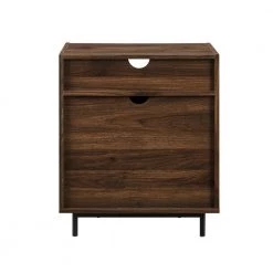 22 in W. 2-Drawer Dark Walnut Wood and Metal Nightstand with Mountable USB Port by Welwick Designs -Deals Welwick Designs Store dark walnut welwick designs nightstands hd8769 c3 1000