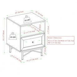 20 in. W.1 Drawer Dark Walnut Wood Nightstand with Gold Hardware by Welwick Designs -Deals Welwick Designs Store dark walnut welwick designs nightstands hd8905 40 1000