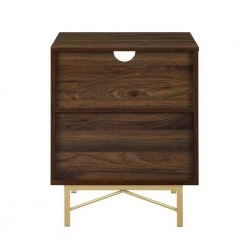 20 in. W.1 Drawer Dark Walnut Wood Nightstand with Gold Hardware by Welwick Designs -Deals Welwick Designs Store dark walnut welwick designs nightstands hd8905 4f 1000