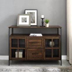 Industrial Dark Walnut 3-Door Buffet by Welwick Designs -Deals Welwick Designs Store dark walnut welwick designs sideboards buffet tables hd8190 31 1000