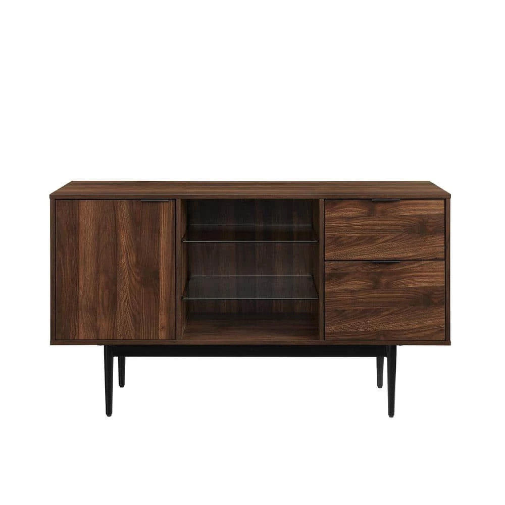 52" Modern 2-Drawer Lifted Sideboard - Dark Walnut by Welwick Designs 1 52" Modern 2-Drawer Lifted Sideboard - Dark Walnut by Welwick Designs