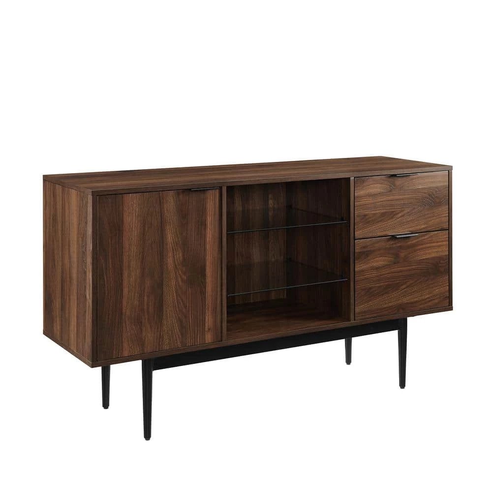 52" Modern 2-Drawer Lifted Sideboard - Dark Walnut by Welwick Designs 6 52" Modern 2-Drawer Lifted Sideboard - Dark Walnut by Welwick Designs - Image 6