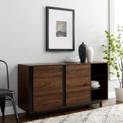 Dark Walnut Wood and Metal Contemporary Sideboard with Glass Shelves by Welwick Designs 17 Dark Walnut Wood and Metal Contemporary Sideboard with Glass Shelves by Welwick Designs -Deals Welwick Designs Store dark walnut welwick designs sideboards buffet tables hd9043 31 1000