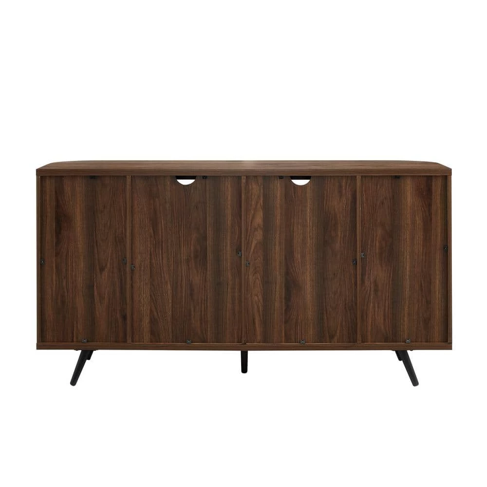 Dark Walnut Wood and Fluted Glass Mid-Century Modern Curved 2-Door Sideboard by Welwick Designs 3 Dark Walnut Wood and Fluted Glass Mid-Century Modern Curved 2-Door Sideboard by Welwick Designs - Image 3