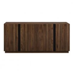 Dark Walnut Wood and Metal Accent Modern 4-Door Sideboard by Welwick Designs