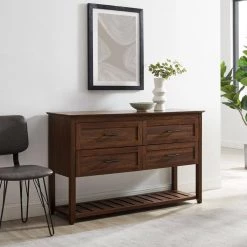 Dark Walnut Wood Transitional Buffet with 4-Drawers by Welwick Designs