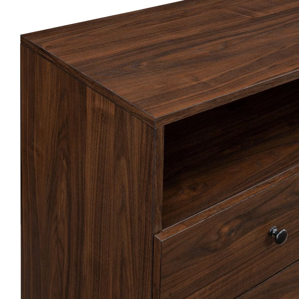Dark Walnut Wood and Metal Modern 3-Drawer Sideboard with 1 Door by Welwick Designs 5 Dark Walnut Wood and Metal Modern 3-Drawer Sideboard with 1 Door by Welwick Designs - Image 5