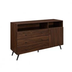Dark Walnut Wood and Metal Modern 3-Drawer Sideboard with 1 Door by Welwick Designs 8 Dark Walnut Wood and Metal Modern 3-Drawer Sideboard with 1 Door by Welwick Designs -Deals Welwick Designs Store dark walnut welwick designs sideboards buffet tables hd9321 a0 1000