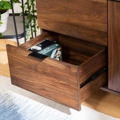 58 in. Dark Walnut Wood TV Stand with 2 Drawer Fits TVs Up to 64 in. with Storage Doors by Welwick Designs -Deals Welwick Designs Store dark walnut welwick designs tv stands hd8107 66 1000