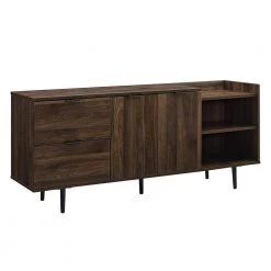 58 in. Dark Walnut Wood TV Stand with 2 Drawer Fits TVs Up to 64 in. with Storage Doors by Welwick Designs -Deals Welwick Designs Store dark walnut welwick designs tv stands hd8107 77 1000