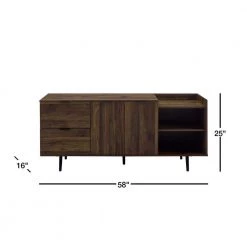 58 in. Dark Walnut Wood TV Stand with 2 Drawer Fits TVs Up to 64 in. with Storage Doors by Welwick Designs -Deals Welwick Designs Store dark walnut welwick designs tv stands hd8107 c3 1000