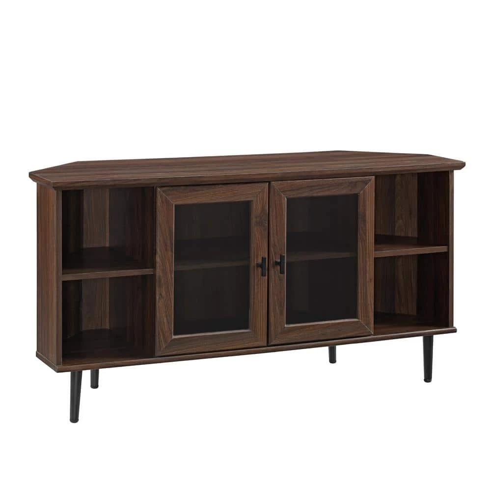 48 in. Dark Walnut Composite Corner TV Stand Fits TVs Up to 52 in. with Storage Doors by Welwick Designs 5 48 in. Dark Walnut Composite Corner TV Stand Fits TVs Up to 52 in. with Storage Doors by Welwick Designs - Image 5