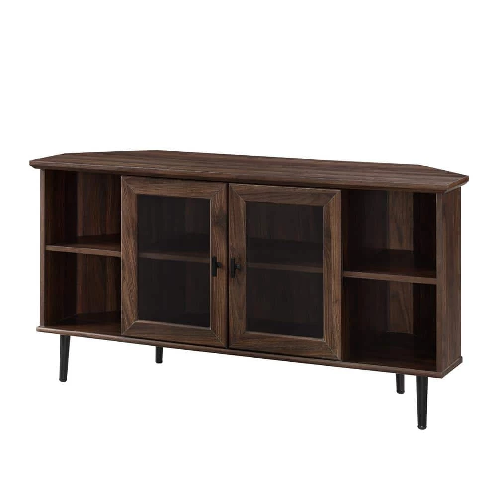48 in. Dark Walnut Composite Corner TV Stand Fits TVs Up to 52 in. with Storage Doors by Welwick Designs 9 48 in. Dark Walnut Composite Corner TV Stand Fits TVs Up to 52 in. with Storage Doors by Welwick Designs - Image 9