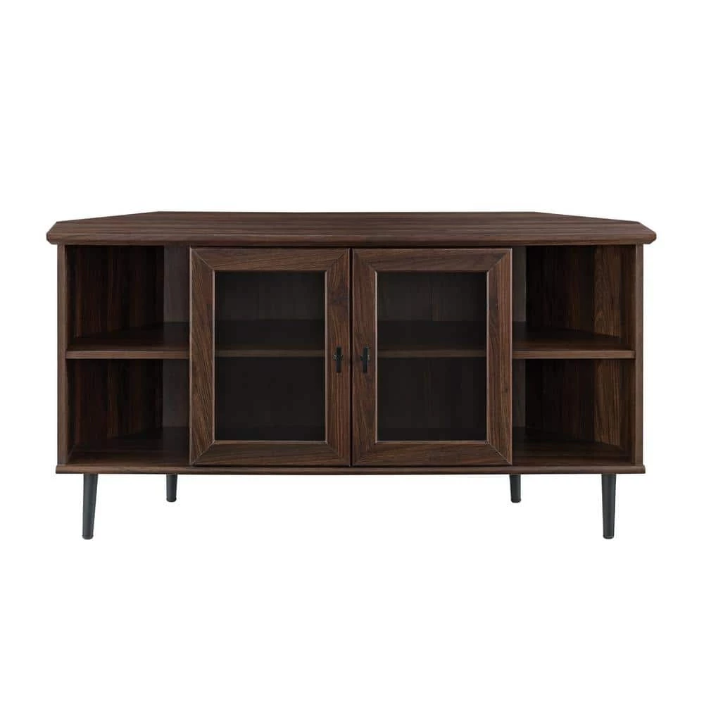 48 in. Dark Walnut Composite Corner TV Stand Fits TVs Up to 52 in. with Storage Doors by Welwick Designs 7 48 in. Dark Walnut Composite Corner TV Stand Fits TVs Up to 52 in. with Storage Doors by Welwick Designs - Image 7