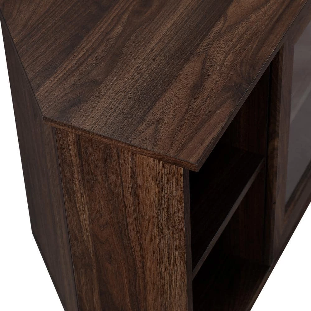 48 in. Dark Walnut Composite Corner TV Stand Fits TVs Up to 52 in. with Storage Doors by Welwick Designs 4 48 in. Dark Walnut Composite Corner TV Stand Fits TVs Up to 52 in. with Storage Doors by Welwick Designs - Image 4