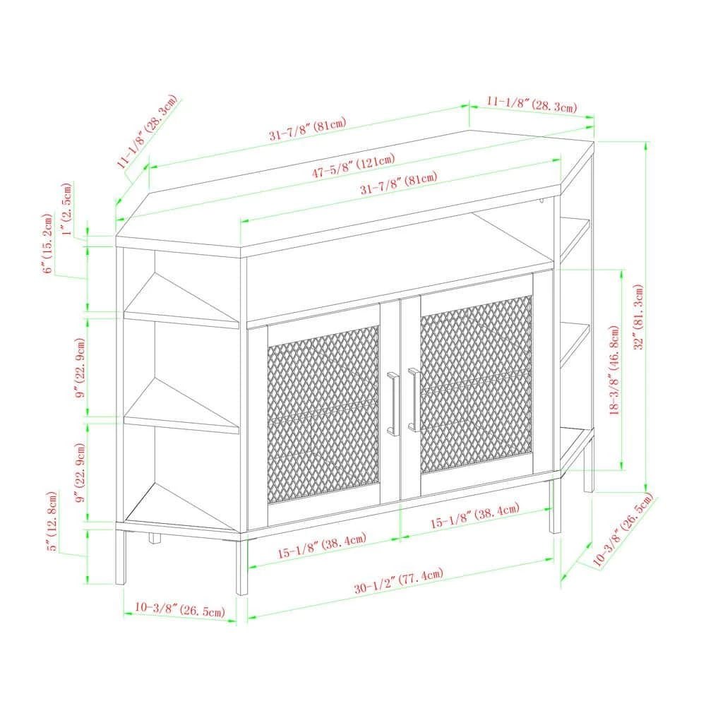 48 in. Dark Walnut Composite Corner TV Stand Fits TVs Up to 52 in. with Storage Doors by Welwick Designs 3 48 in. Dark Walnut Composite Corner TV Stand Fits TVs Up to 52 in. with Storage Doors by Welwick Designs - Image 3