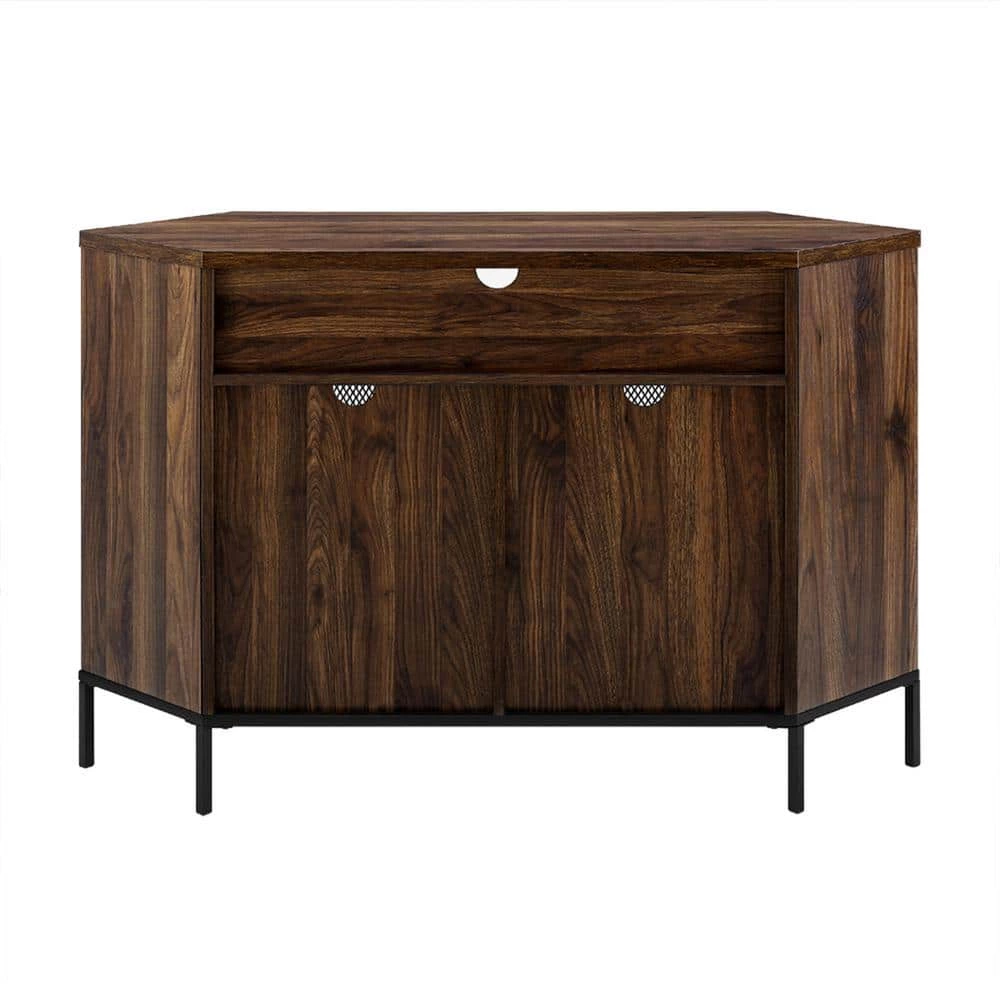 48 in. Dark Walnut Composite Corner TV Stand Fits TVs Up to 52 in. with Storage Doors by Welwick Designs 6 48 in. Dark Walnut Composite Corner TV Stand Fits TVs Up to 52 in. with Storage Doors by Welwick Designs - Image 6