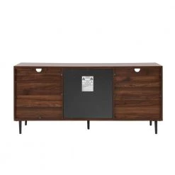 60 in. Dark Walnut Composite TV Stand with 2 Drawer Fits TVs Up to 66 in. with Electric Fireplace by Welwick Designs -Deals Welwick Designs Store dark walnut welwick designs tv stands hd8345 66 1000