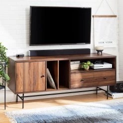 60 in. Dark Walnut Composite TV Stand with 3 Drawer Fits TVs Up to 66 in. with Storage Doors by Welwick Designs 19 60 in. Dark Walnut Composite TV Stand with 3 Drawer Fits TVs Up to 66 in. with Storage Doors by Welwick Designs -Deals Welwick Designs Store dark walnut welwick designs tv stands hd8347 31 1000