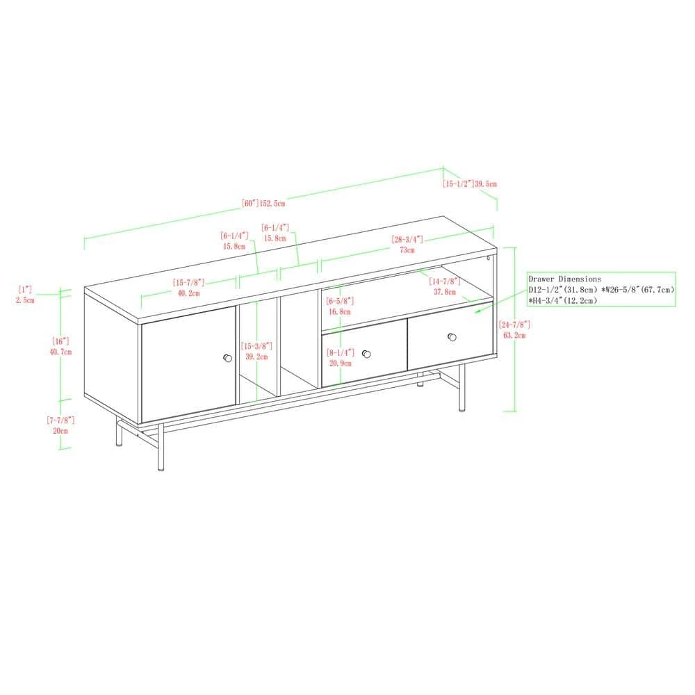 60 in. Dark Walnut Composite TV Stand with 3 Drawer Fits TVs Up to 66 in. with Storage Doors by Welwick Designs 3 60 in. Dark Walnut Composite TV Stand with 3 Drawer Fits TVs Up to 66 in. with Storage Doors by Welwick Designs - Image 3