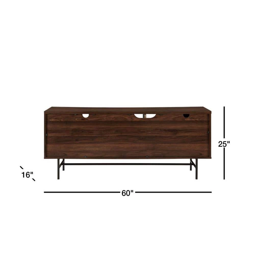 60 in. Dark Walnut Composite TV Stand with 3 Drawer Fits TVs Up to 66 in. with Storage Doors by Welwick Designs 8 60 in. Dark Walnut Composite TV Stand with 3 Drawer Fits TVs Up to 66 in. with Storage Doors by Welwick Designs - Image 8