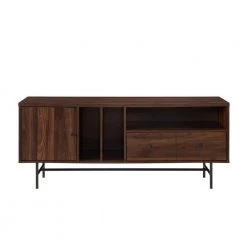 60 in. Dark Walnut Composite TV Stand with 3 Drawer Fits TVs Up to 66 in. with Storage Doors by Welwick Designs
