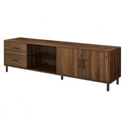 70 in. Dark Walnut Wood and Metal TV Stand with 2-Drawers and Cord Management (Max tv size 85 in.) by Welwick Designs 17 70 in. Dark Walnut Wood and Metal TV Stand with 2-Drawers and Cord Management (Max tv size 85 in.) by Welwick Designs -Deals Welwick Designs Store dark walnut welwick designs tv stands hd8751 4f 1000