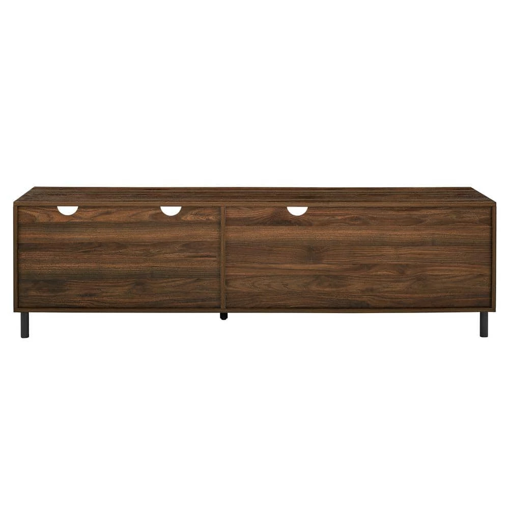 70 in. Dark Walnut Wood and Metal TV Stand with 2-Drawers and Cord Management (Max tv size 85 in.) by Welwick Designs 6 70 in. Dark Walnut Wood and Metal TV Stand with 2-Drawers and Cord Management (Max tv size 85 in.) by Welwick Designs - Image 6