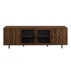 70 in. Dark Walnut Wood and Glass Modern Herringbone TV Stand with 4-Drawers (Max tv size 80 in.) by Welwick Designs -Deals Welwick Designs Store dark walnut welwick designs tv stands hd8891 77 1000