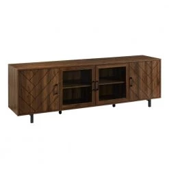 70 in. Dark Walnut Wood and Glass Modern Herringbone TV Stand with 4-Drawers (Max tv size 80 in.) by Welwick Designs -Deals Welwick Designs Store dark walnut welwick designs tv stands hd8891 c3 1000