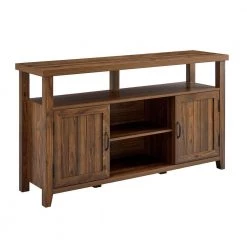 58 in. Dark Walnut Wood Transitional Farmhouse Grooved-Door TV Stand Fits TVs up to 65 in. by Welwick Designs -Deals Welwick Designs Store dark walnut welwick designs tv stands hd9169 66 1000
