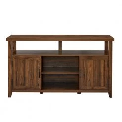 58 in. Dark Walnut Wood Transitional Farmhouse Grooved-Door TV Stand Fits TVs up to 65 in. by Welwick Designs -Deals Welwick Designs Store dark walnut welwick designs tv stands hd9169 77 1000