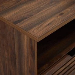 70 in. Dark Walnut Wood Modern Boho Slat-Door Fireplace TV Stand Fits TVs up to 80 in. by Welwick Designs -Deals Welwick Designs Store dark walnut welwick designs tv stands hd9174 1d 1000