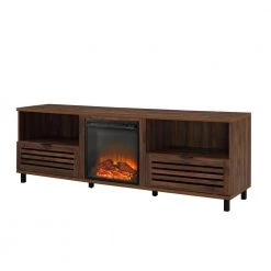 70 in. Dark Walnut Wood Modern Boho Slat-Door Fireplace TV Stand Fits TVs up to 80 in. by Welwick Designs -Deals Welwick Designs Store dark walnut welwick designs tv stands hd9174 a0 1000