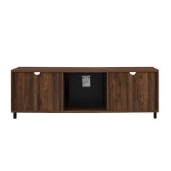 70 in. Dark Walnut Wood Modern Boho Slat-Door Fireplace TV Stand Fits TVs up to 80 in. by Welwick Designs -Deals Welwick Designs Store dark walnut welwick designs tv stands hd9174 c3 1000