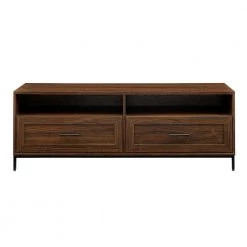 56 in. Dark Walnut Wood Modern TV Stand with 2 Drawers with Cable Management (Max tv size 60 in.) by Welwick Designs -Deals Welwick Designs Store dark walnut welwick designs tv stands hd9210 77 1000