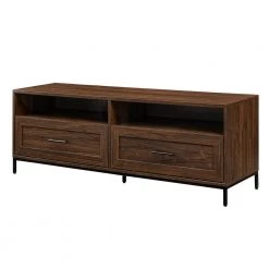56 in. Dark Walnut Wood Modern TV Stand with 2 Drawers with Cable Management (Max tv size 60 in.) by Welwick Designs -Deals Welwick Designs Store dark walnut welwick designs tv stands hd9210 a0 1000