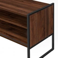 48 in. Dark Walnut Wood and Metal Modern Box-Leg TV Stand with Sliding Door for TVs Up to 50 in. by Welwick Designs -Deals Welwick Designs Store dark walnut welwick designs tv stands hd9363 44 1000