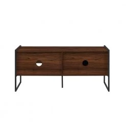 48 in. Dark Walnut Wood and Metal Modern Box-Leg TV Stand with Sliding Door for TVs Up to 50 in. by Welwick Designs -Deals Welwick Designs Store dark walnut welwick designs tv stands hd9363 66 1000