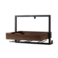 3-Bottle Dark Walnut Wood and Metal Wall Mounted Wine Bottle and Stemware Rack by Welwick Designs -Deals Welwick Designs Store dark walnut welwick designs wine racks hd8668 40 1000