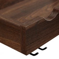 3-Bottle Dark Walnut Wood and Metal Wall Mounted Wine Bottle and Stemware Rack by Welwick Designs -Deals Welwick Designs Store dark walnut welwick designs wine racks hd8668 4f 1000