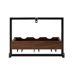 3-Bottle Dark Walnut Wood and Metal Wall Mounted Wine Bottle and Stemware Rack by Welwick Designs -Deals Welwick Designs Store dark walnut welwick designs wine racks hd8668 66 1000