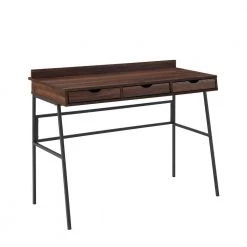 42 in. Dark Walnut Rectangular 3 -Drawer Writing Desk with Storage by Welwick Designs -Deals Welwick Designs Store dark walnut welwick designs writing desks hd8462 a0 1000