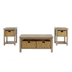 3-Piece Driftwood Mission Storage Coffee and Side Table Set with Baskets by Welwick Designs -Deals Welwick Designs Store driftwood welwick designs coffee tables hd8999 c3 1000