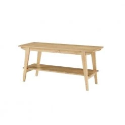 English Ash Wooden Scandinavian Bench with Lower Shelf by Welwick Designs -Deals Welwick Designs Store english ash welwick designs dining benches hd9448 40 1000