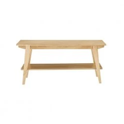 English Ash Wooden Scandinavian Bench with Lower Shelf by Welwick Designs -Deals Welwick Designs Store english ash welwick designs dining benches hd9448 66 1000